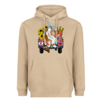 Mushroom Easter truck with bunny sunflowers and eggs Heavyweight Hoodie - RanaPortraitStore