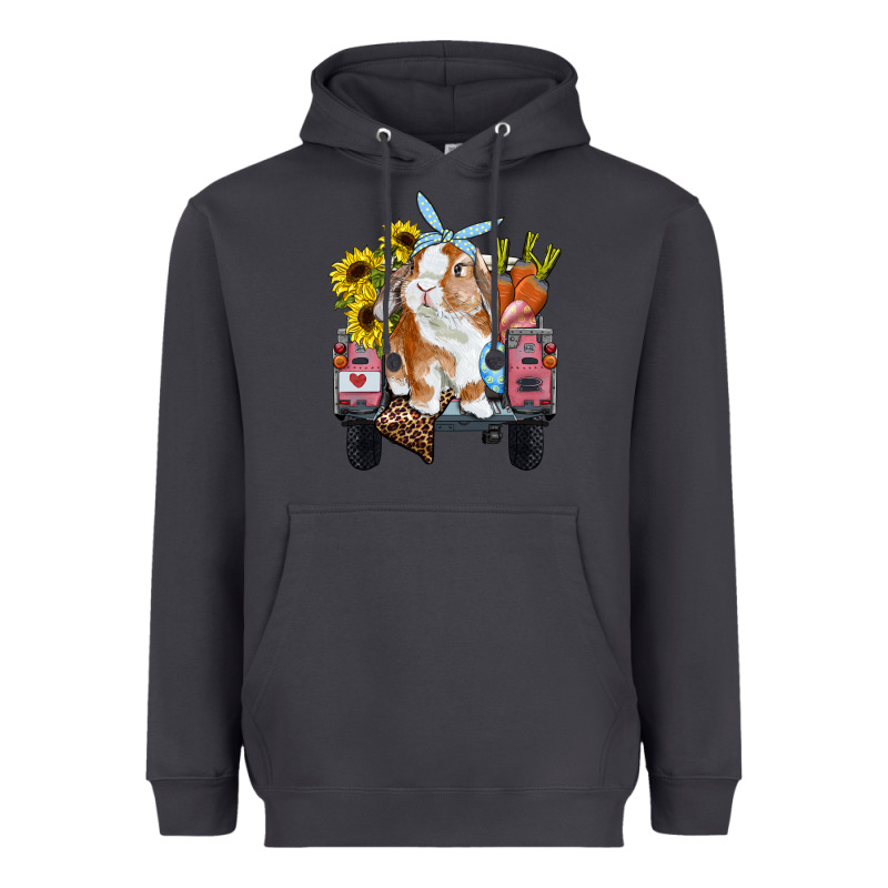 Easter Truck With Bunny Sunflowers And Eggs Heavyweight Hoodie by RanaPortraitStore | Teevron