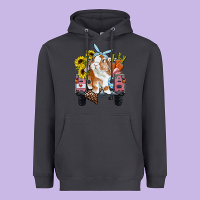 Easter Truck With Bunny Sunflowers And Eggs Heavyweight Hoodie Designed By Ranaportraitstore