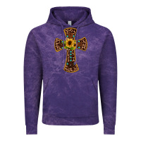 Cloud Purple leopard gemstone sunflower cross Vintage Hoodie - JahusDesignShop