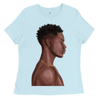 Baby Blue afro black man Ladies Tee - texasbilliewilder