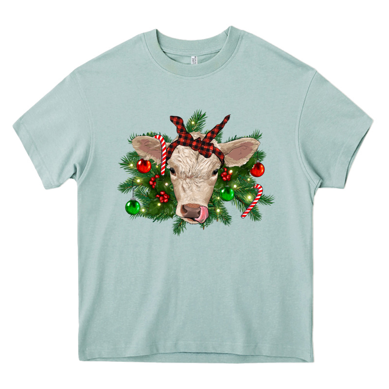 Christmas Charolais Calf Heavy Core Tee by RanaPortraitStore | Teevron