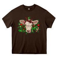 Chocolate Brown Christmas charolais calf Heavy Core Tee - RanaPortraitStore