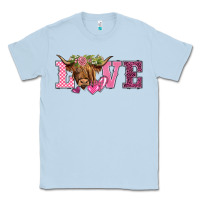Dusty Blue valentine's day love highland cow Classic Tee - BarkalooDesign