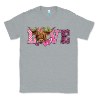Heather Grey valentine's day love highland cow Classic Tee - BarkalooDesign