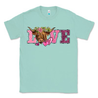Seafoam valentine's day love highland cow Classic Tee - BarkalooDesign