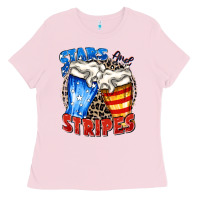 Bubblegum Pink stars and stripes beer Ladies Tee - Zillion Design Studio