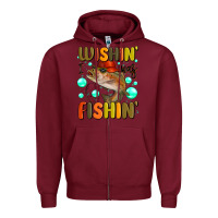 Burgundy wishing i was fishing Zipper Hoodie - MaliasSmallBusiness