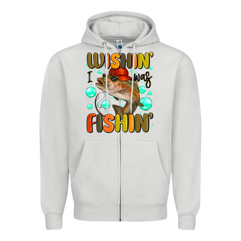 Wishing I Was Fishing Zipper Hoodie by MaliasSmallBusiness | Teevron
