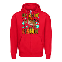 Red wishing i was fishing Zipper Hoodie - MaliasSmallBusiness