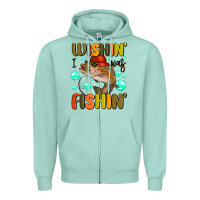 Seafoam wishing i was fishing Zipper Hoodie - MaliasSmallBusiness