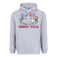 Heather Grey Easter Vibes with Bunny and Eggs Heavyweight Hoodie - RanaPortraitStore