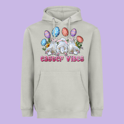 Easter Vibes With Bunny And Eggs Heavyweight Hoodie Designed By Ranaportraitstore