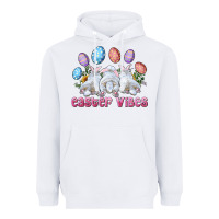 White Easter Vibes with Bunny and Eggs Heavyweight Hoodie - RanaPortraitStore