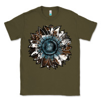 Army Green cowhide leopard and  leather sunflower Classic Tee - RanaPortraitStore