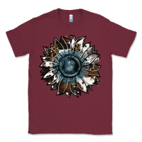 Burgundy cowhide leopard and  leather sunflower Classic Tee - RanaPortraitStore