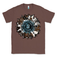Chestnut cowhide leopard and  leather sunflower Classic Tee - RanaPortraitStore