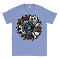 Colony Blue cowhide leopard and  leather sunflower Classic Tee - RanaPortraitStore
