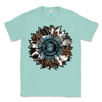 Seafoam cowhide leopard and  leather sunflower Classic Tee - RanaPortraitStore