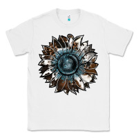 White cowhide leopard and  leather sunflower Classic Tee - RanaPortraitStore