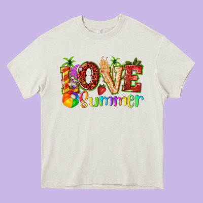 Love Summer With Strawberry Heavy Core Tee Designed By Texasbilliewilder