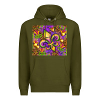 Army Green Mardi Gras fleur de lis Premium Hoodie - NancyCooperArtShop