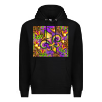 Black Mardi Gras fleur de lis Premium Hoodie - NancyCooperArtShop