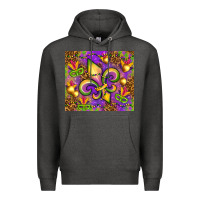 Charcoal Heather Mardi Gras fleur de lis Premium Hoodie - NancyCooperArtShop