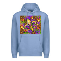 Colony Blue Mardi Gras fleur de lis Premium Hoodie - NancyCooperArtShop