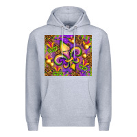 Heather Grey Mardi Gras fleur de lis Premium Hoodie - NancyCooperArtShop