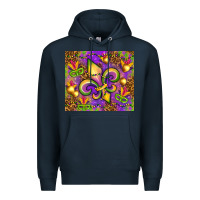 Navy Mardi Gras fleur de lis Premium Hoodie - NancyCooperArtShop