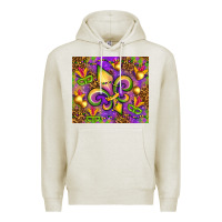 Oatmeal Heather Mardi Gras fleur de lis Premium Hoodie - NancyCooperArtShop