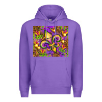 Purple Mardi Gras fleur de lis Premium Hoodie - NancyCooperArtShop