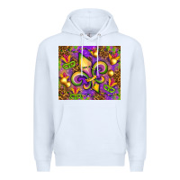 White Mardi Gras fleur de lis Premium Hoodie - NancyCooperArtShop