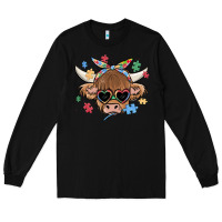 Black autism awareness cow Long Sleeve Tee - MaliasSmallBusiness