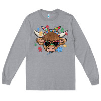 Heather Grey autism awareness cow Long Sleeve Tee - MaliasSmallBusiness
