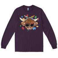 Plum autism awareness cow Long Sleeve Tee - MaliasSmallBusiness