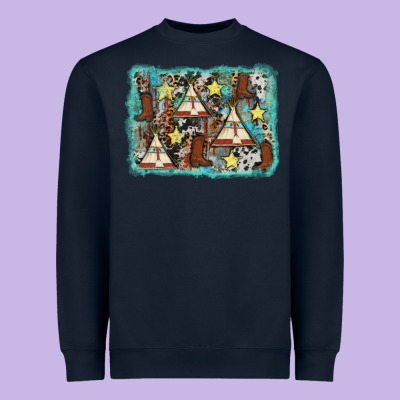 Tribe Tent Western Background Heavyweight Sweatshirt Designed By Adodesignshop