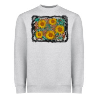 Heather Grey leather sunflower background Heavyweight Sweatshirt - AdoDesignShop
