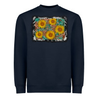 Navy leather sunflower background Heavyweight Sweatshirt - AdoDesignShop