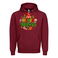 Burgundy merry leopard merry christmas Zipper Hoodie - MaliasSmallBusiness