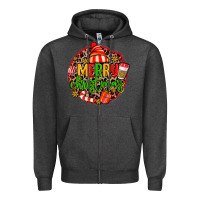 Charcoal Heather merry leopard merry christmas Zipper Hoodie - MaliasSmallBusiness