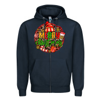 Navy merry leopard merry christmas Zipper Hoodie - MaliasSmallBusiness