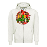 Oatmeal Heather merry leopard merry christmas Zipper Hoodie - MaliasSmallBusiness