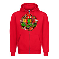 Red merry leopard merry christmas Zipper Hoodie - MaliasSmallBusiness