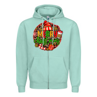 Seafoam merry leopard merry christmas Zipper Hoodie - MaliasSmallBusiness