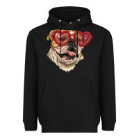 Black English bulldog with love glass Heavyweight Hoodie - RanaPortraitStore