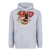 Heather Grey English bulldog with love glass Heavyweight Hoodie - RanaPortraitStore