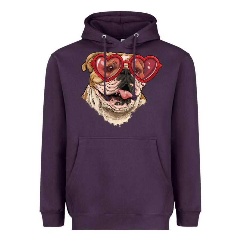 English Bulldog With Love Glass Heavyweight Hoodie by RanaPortraitStore | Teevron