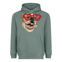 Sage English bulldog with love glass Heavyweight Hoodie - RanaPortraitStore